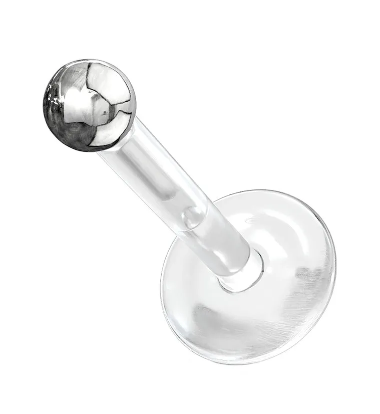 14kt White Gold Ball Top Bioflex Flat Back Labret