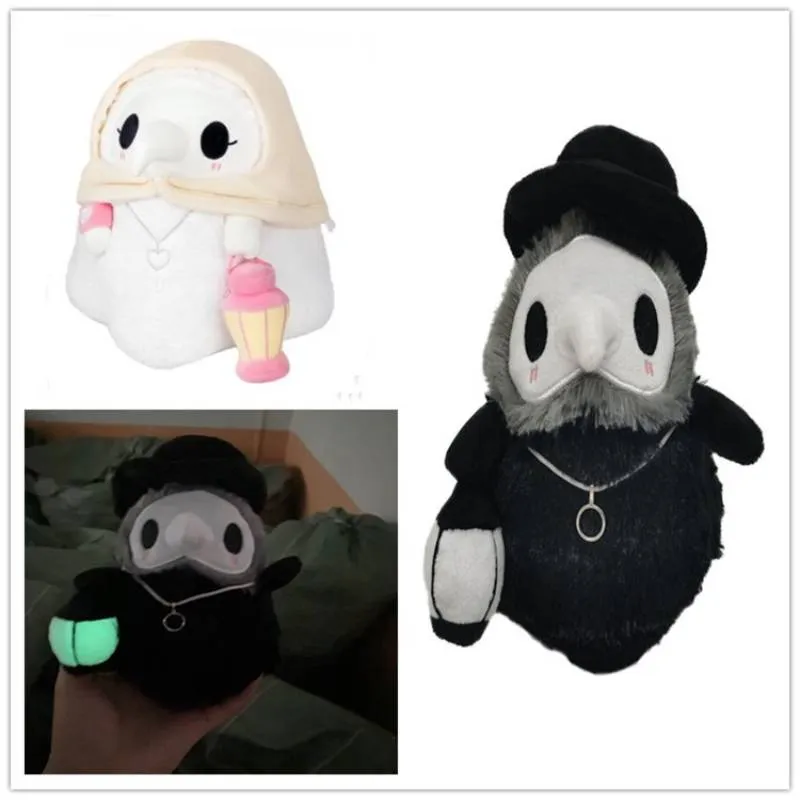 20cm Cartoon Animal Plague Doctor Stuffed Plush Toy Halloween Decoration Beak Doctor Party Prom Props Luminous Horrible Granny