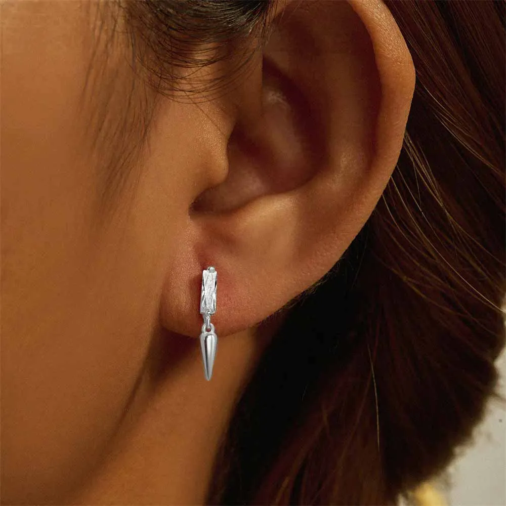 925 Sterling Silver Rivet Cone Dangle Flat Back Earrings