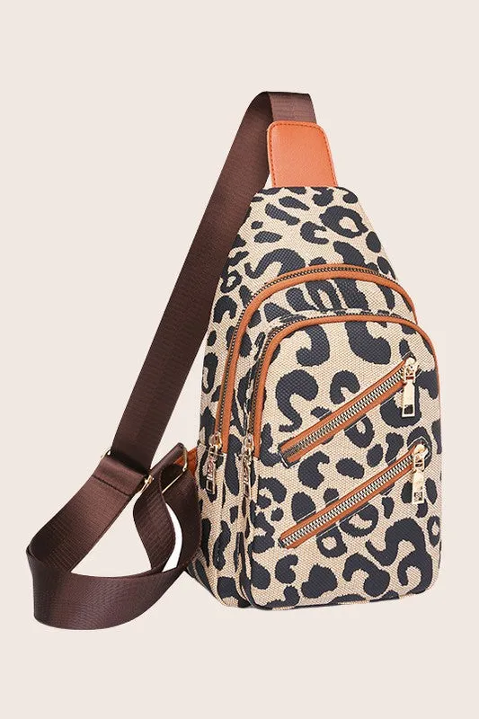 Animal Print Leopard Sling Crossbody Bag