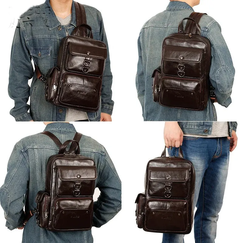 Ashore Shop Luxury Brand Genuine Leather Backpack For Men New Fashion Travel