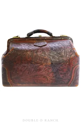 Bag, Tooled Leather Doctor's Case, Vintage, 1059