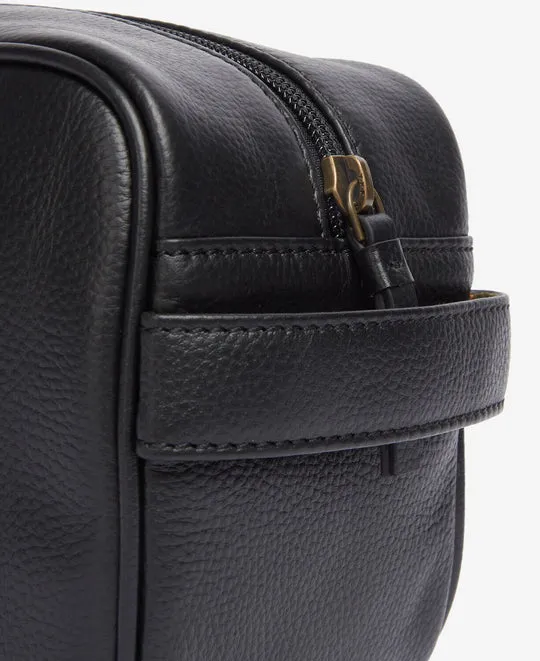 Barbour Debossed Logo Leather Washbag