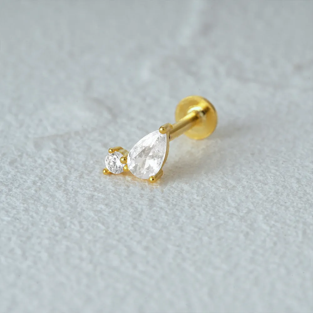 Big and Small CZ Diamond Flat Back Earrings