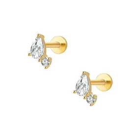 Big and Small CZ Diamond Flat Back Earrings