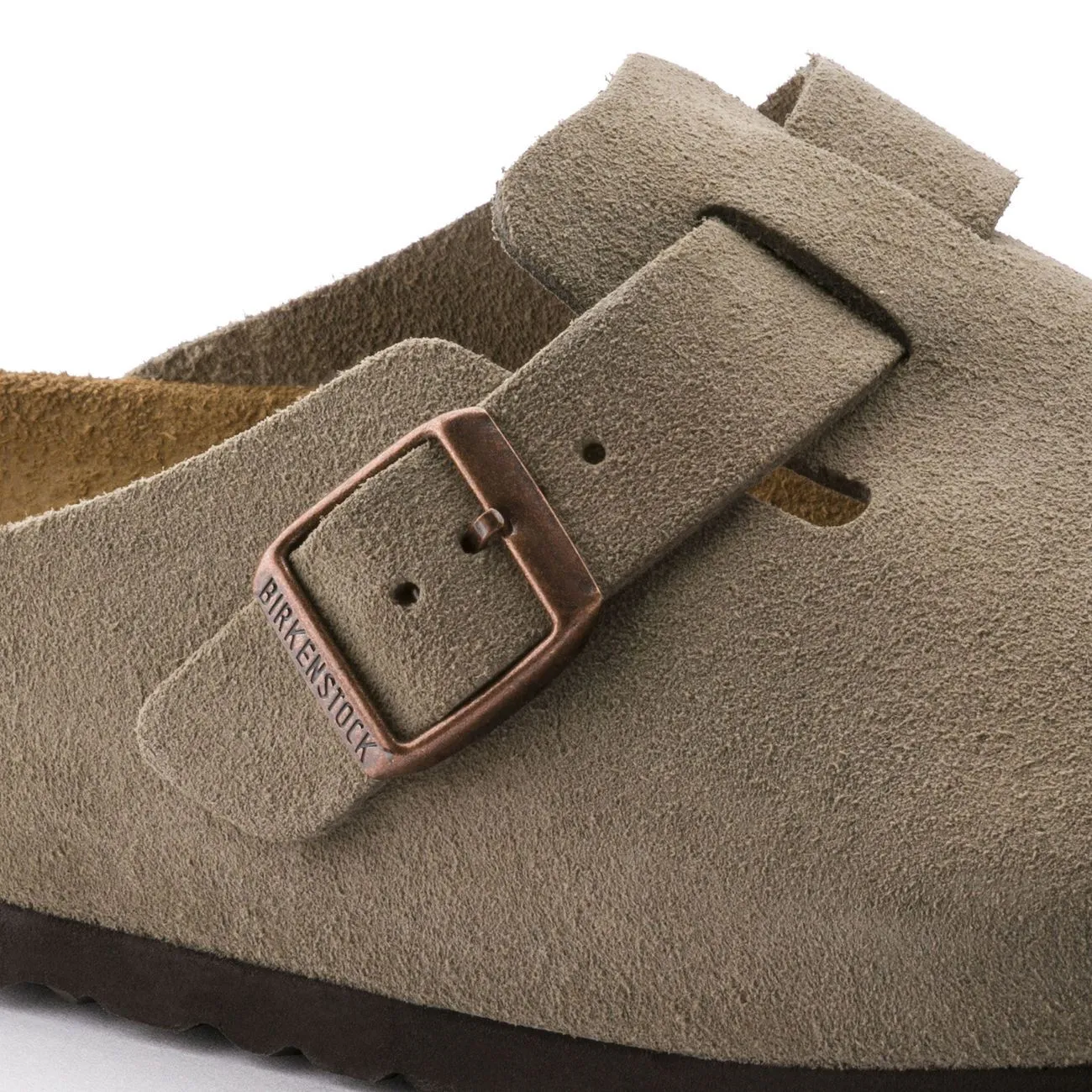 Birkenstock Classic, Boston, Narrow Fit, Suede Leather, Taupe