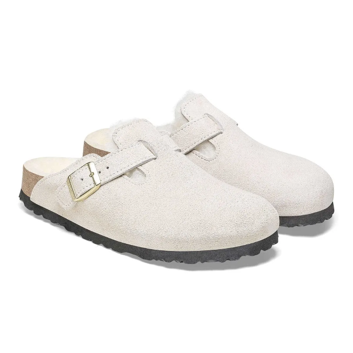 Birkenstock Women's Boston Shearling Antique White Suede