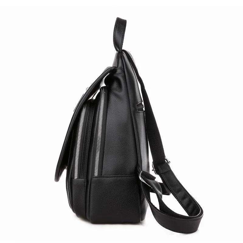 Black Leather School Bag and Backpack