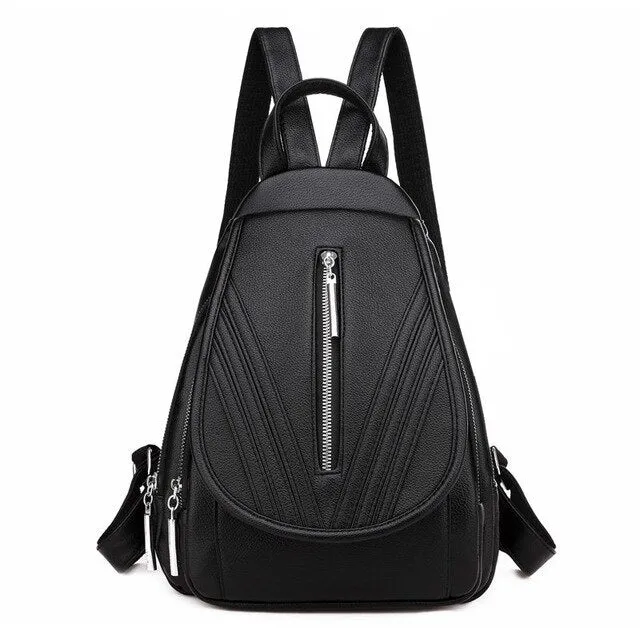 Black Leather School Bag and Backpack