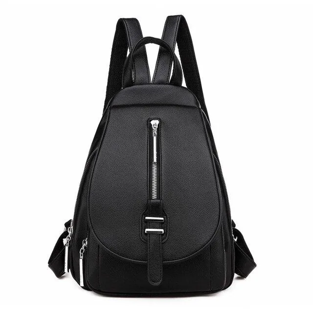 Black Leather School Bag and Backpack