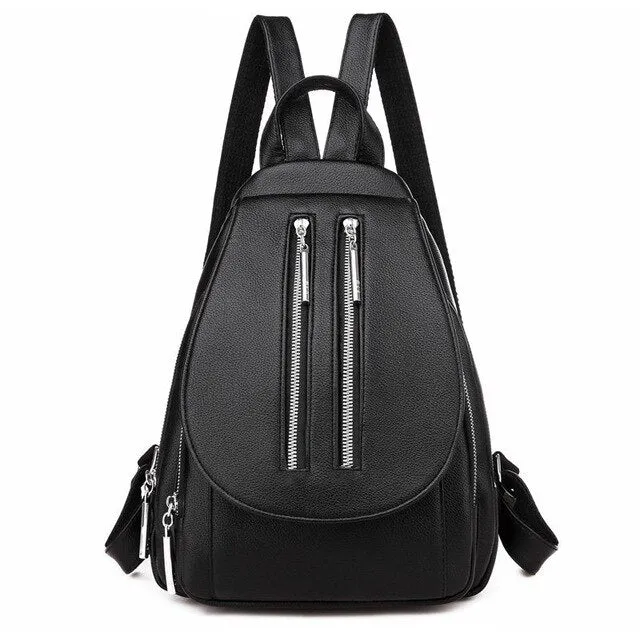 Black Leather School Bag and Backpack