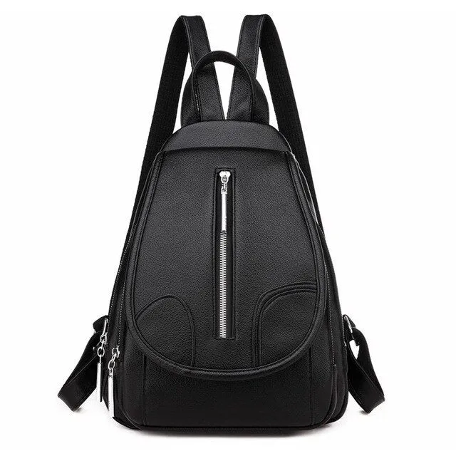 Black Leather School Bag and Backpack