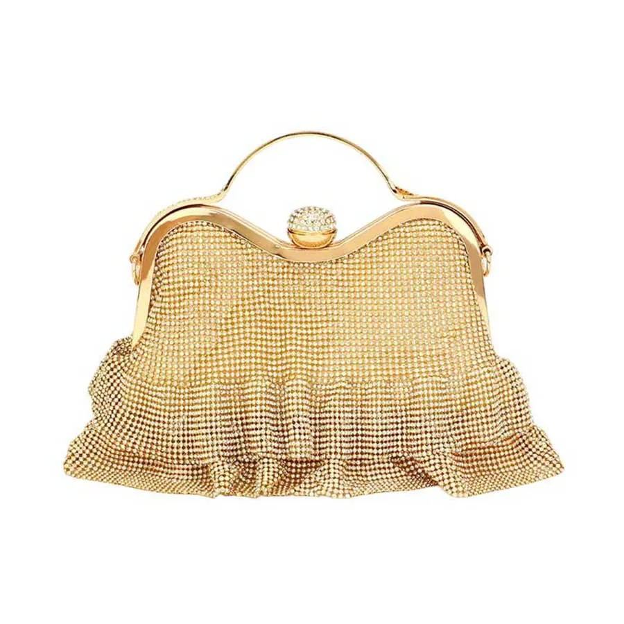 Bling Pleated Evening Tote Crossbody Bag