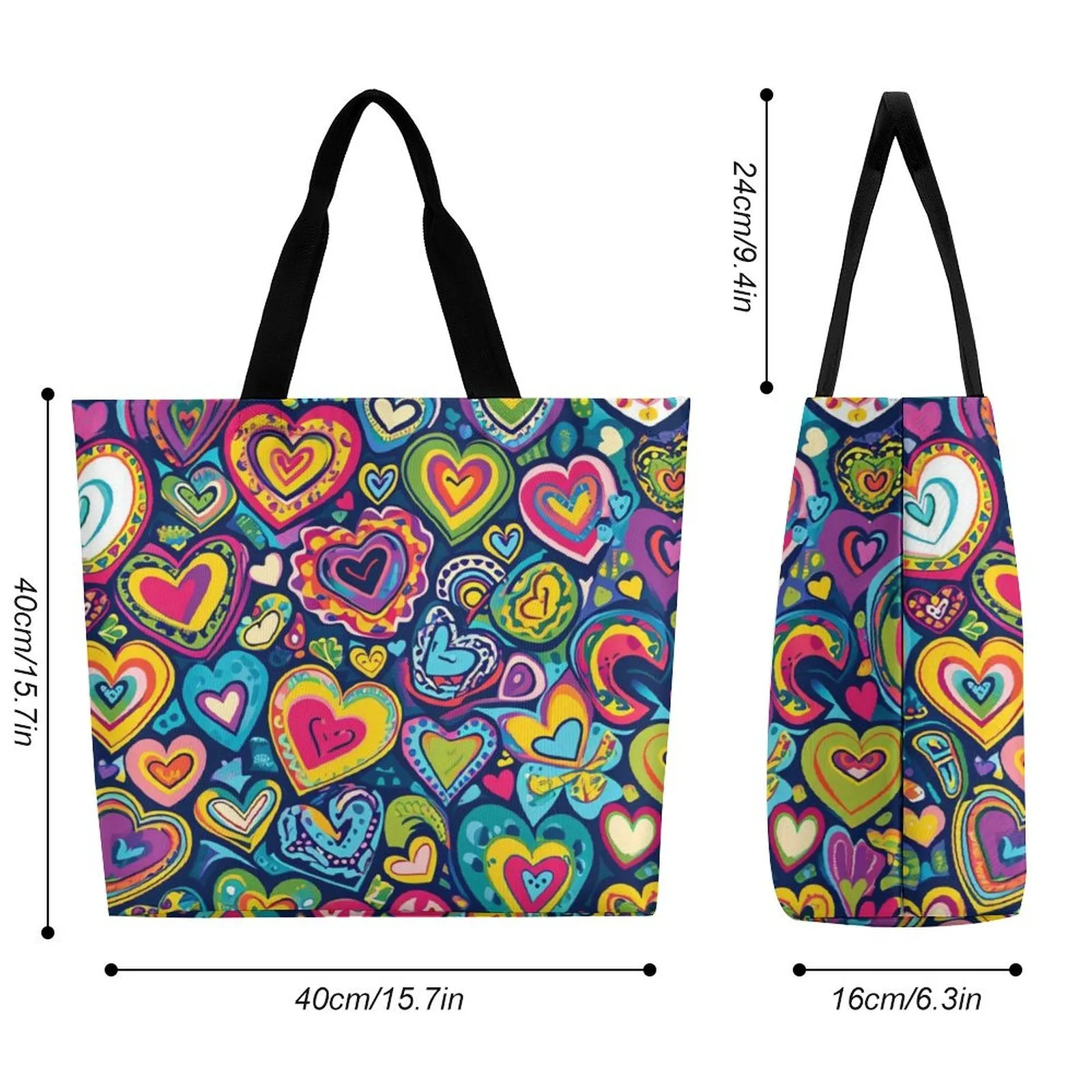 Boho Large Heart Retro Tote Bag