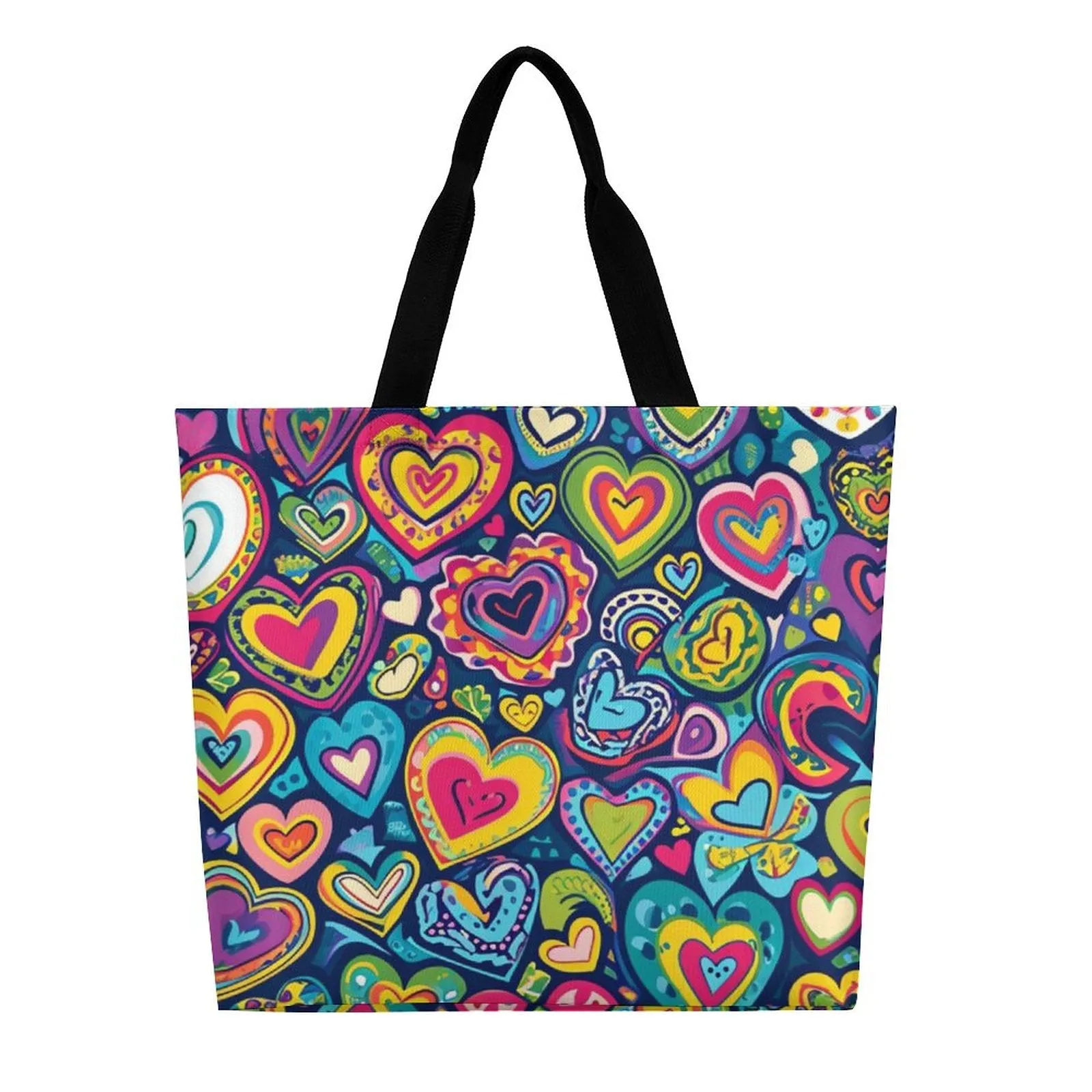 Boho Large Heart Retro Tote Bag