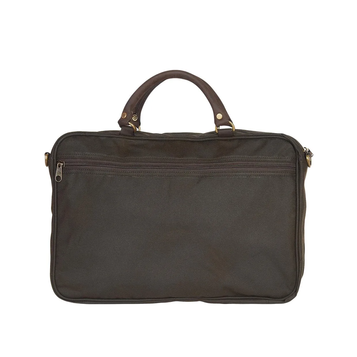 Borsa Barbour Wax Leather Briefcase Verde Oliva