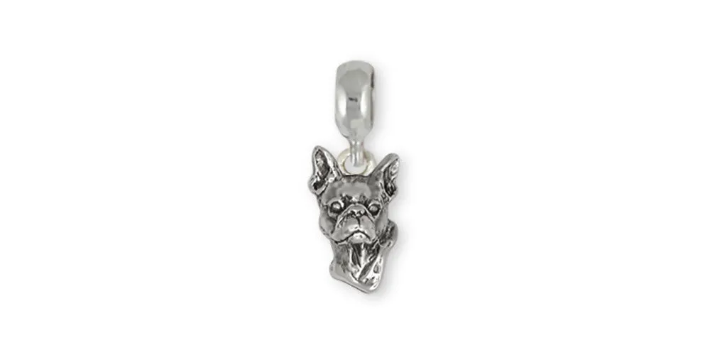 Boston Terrier Charm Slide Jewelry Sterling Silver Handmade Dog Charm Slide BO5-PNS