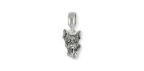 Boston Terrier Charm Slide Jewelry Sterling Silver Handmade Dog Charm Slide BO5-PNS