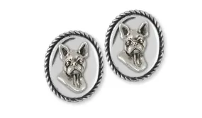 Boston Terrier Cufflinks Jewelry Sterling Silver Handmade Dog Cufflinks BT16-CL