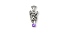 Boston Terrier Pendant Jewelry Sterling Silver Handmade Dog Pendant DO1H-SP