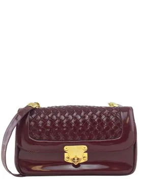 Bottega Veneta Vintage Patent Leather Intrecciato Flap Bag