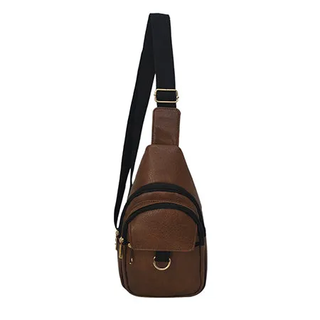 Brown NGIL Faux Leather Sling Shoulder Bag