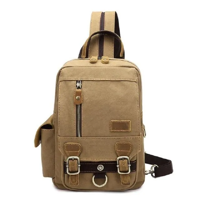 Canvas and Genuine Leather School Backpack 20 Litre