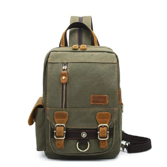 Canvas and Genuine Leather School Backpack 20 Litre