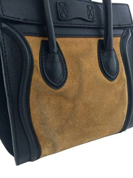 Celine Bicolor Suede Leather Nano Luggage Tote Bag