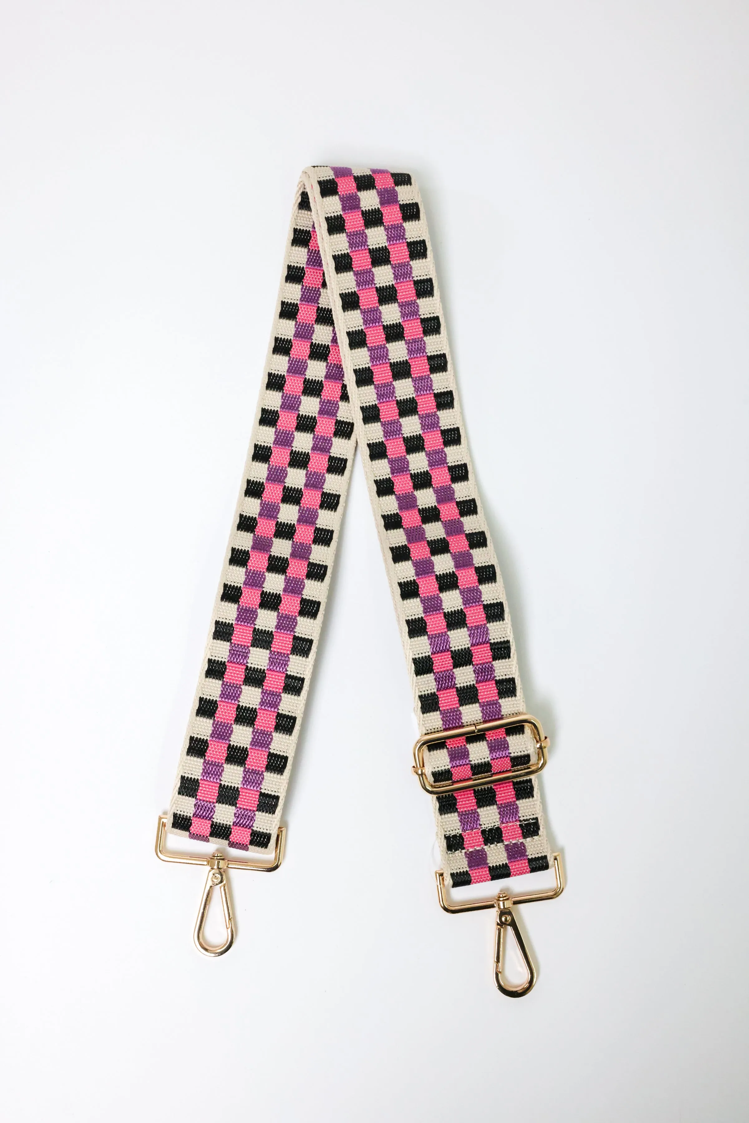 Checkerboard Pink Purple Bag Strap