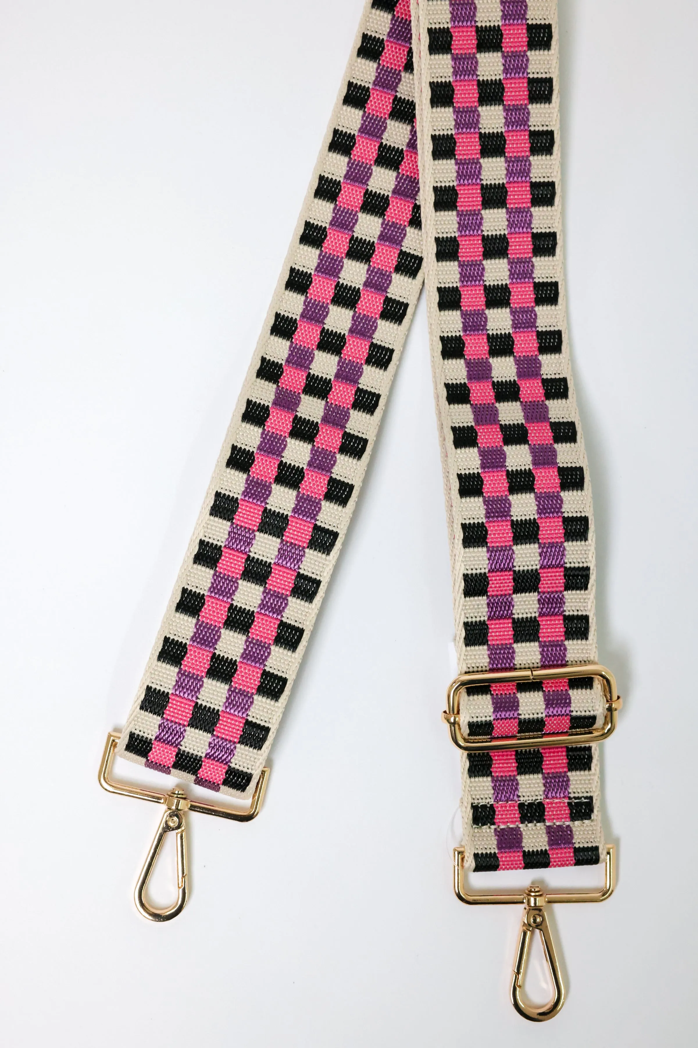 Checkerboard Pink Purple Bag Strap