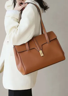 Clara Turnlock Flap Leather Tote Bag