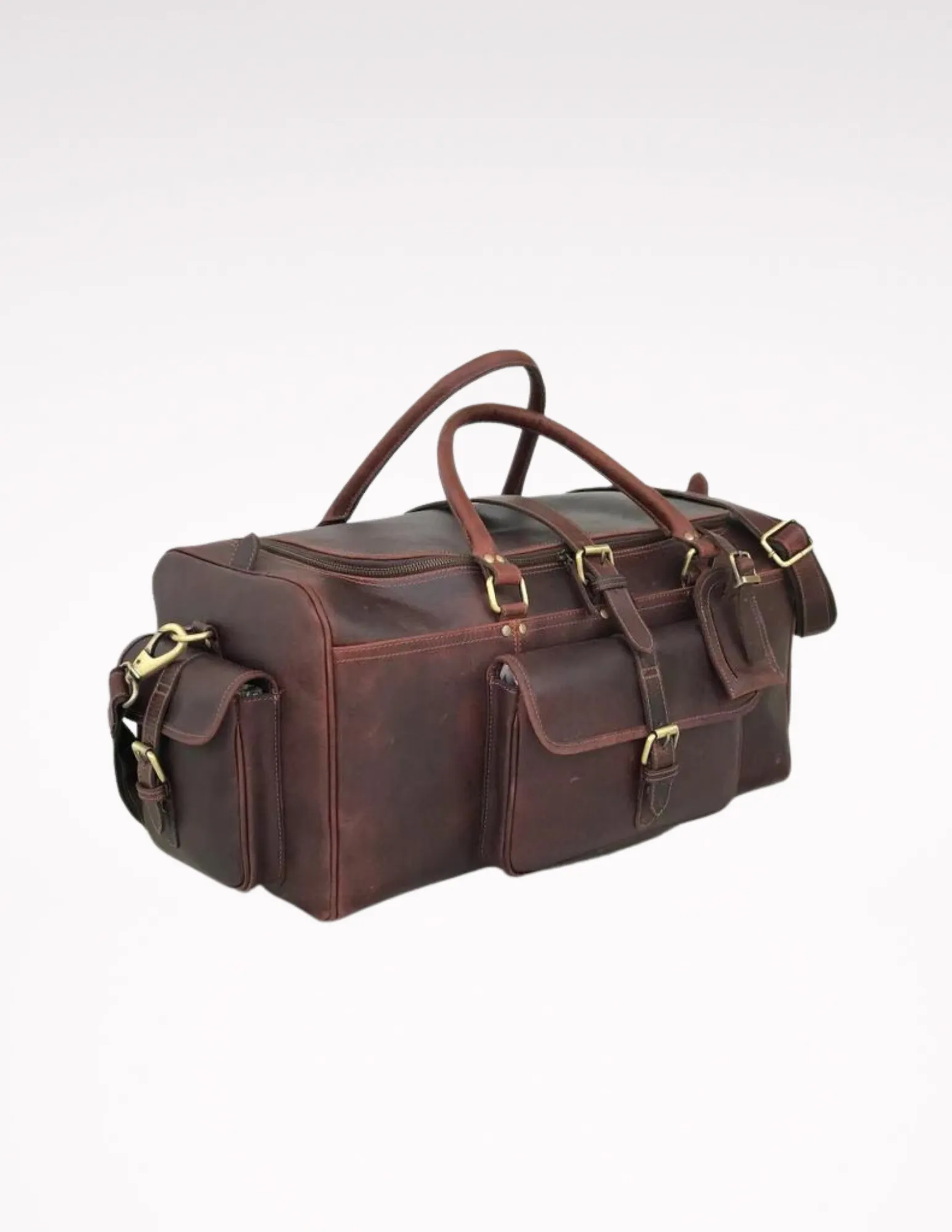 Combo Offer - 24 inch Men's Buffalo Leather Weekender Duffel and Toiletry Bag