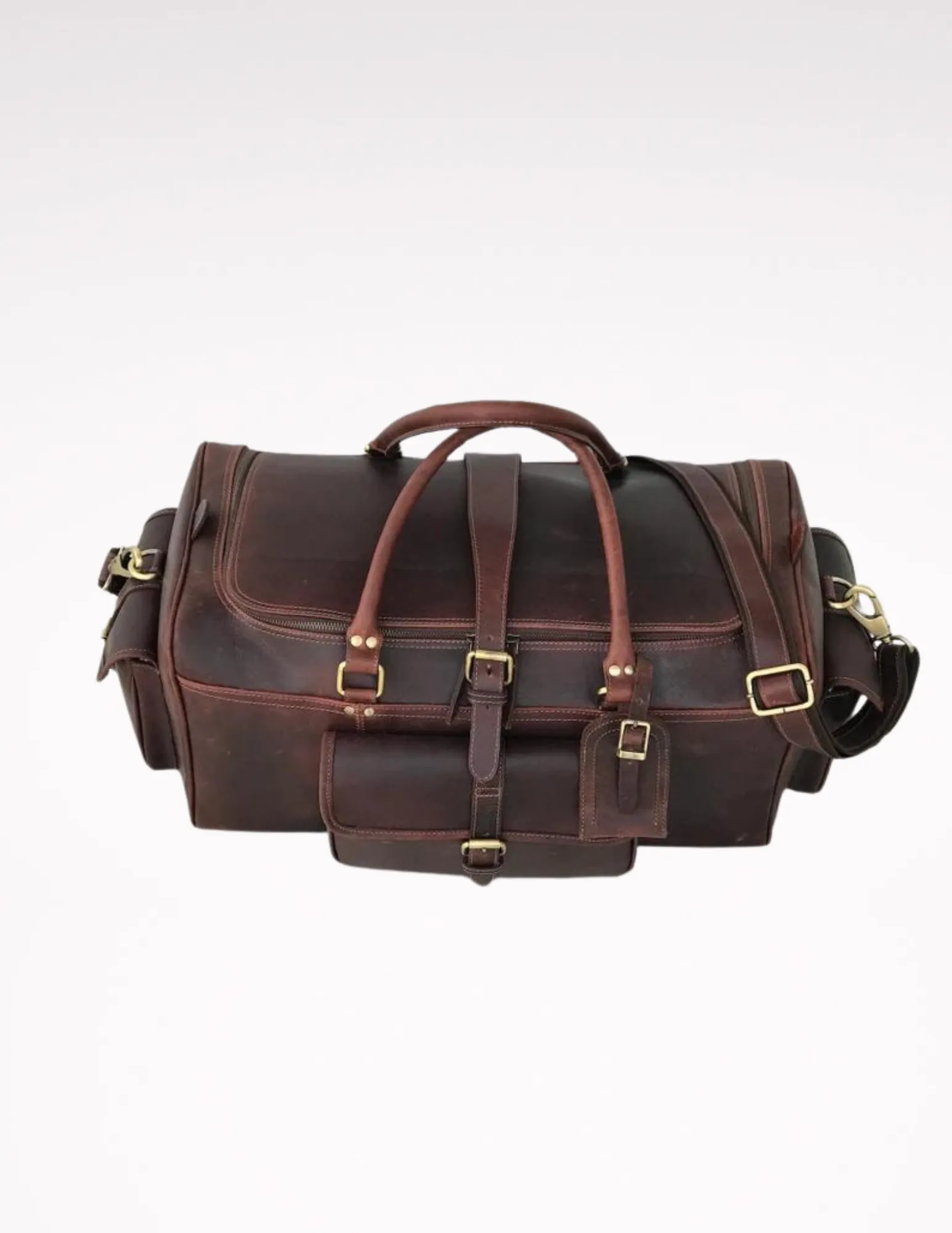 Combo Offer - 24 inch Men's Buffalo Leather Weekender Duffel and Toiletry Bag