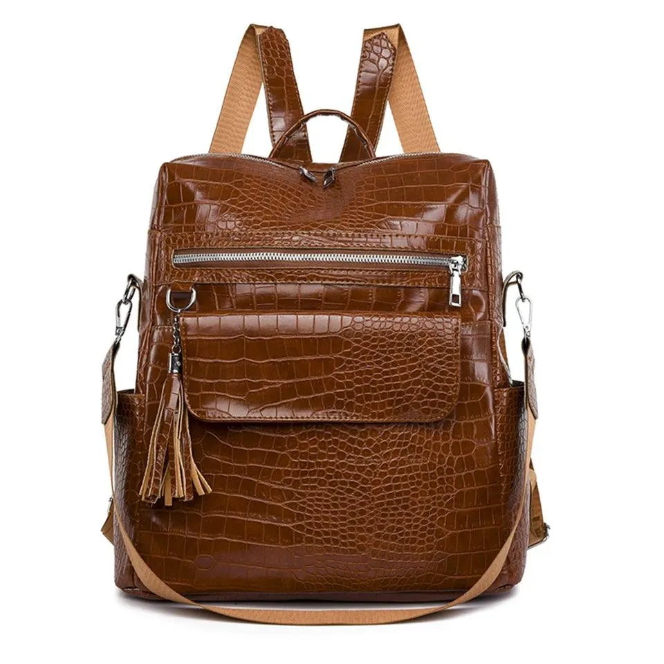 Cool Pu Leather Backpack for College Students - QC443