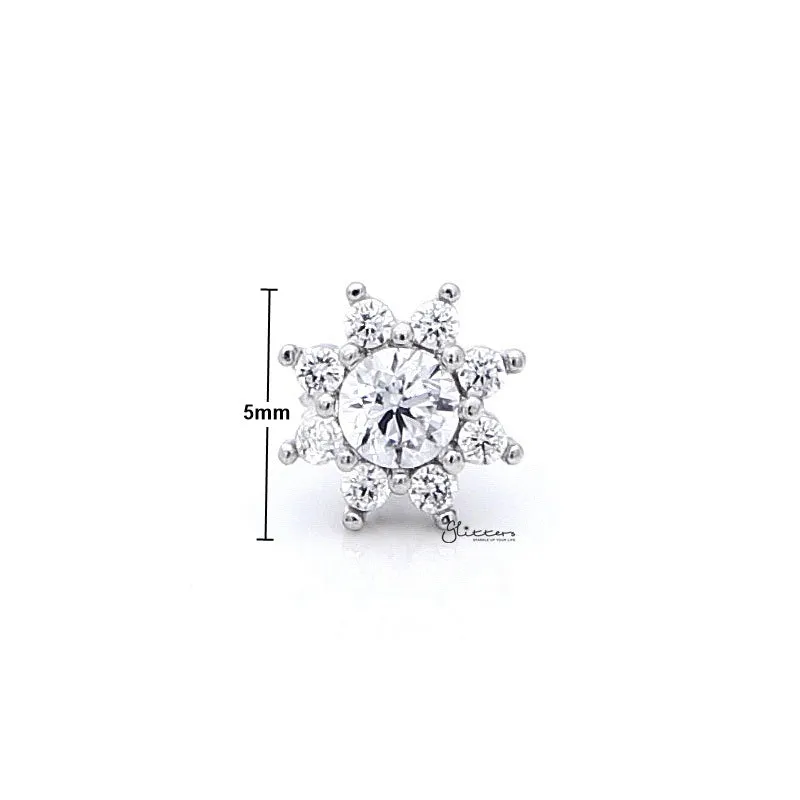 C.Z Flower Cartilage Tragus Barbell - Ball End | Flat Back