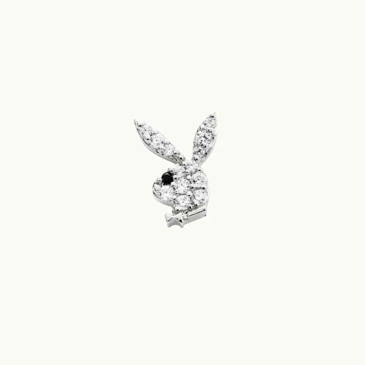 CZ Pave Play Boy Flat Back Piercing Stud (18G)