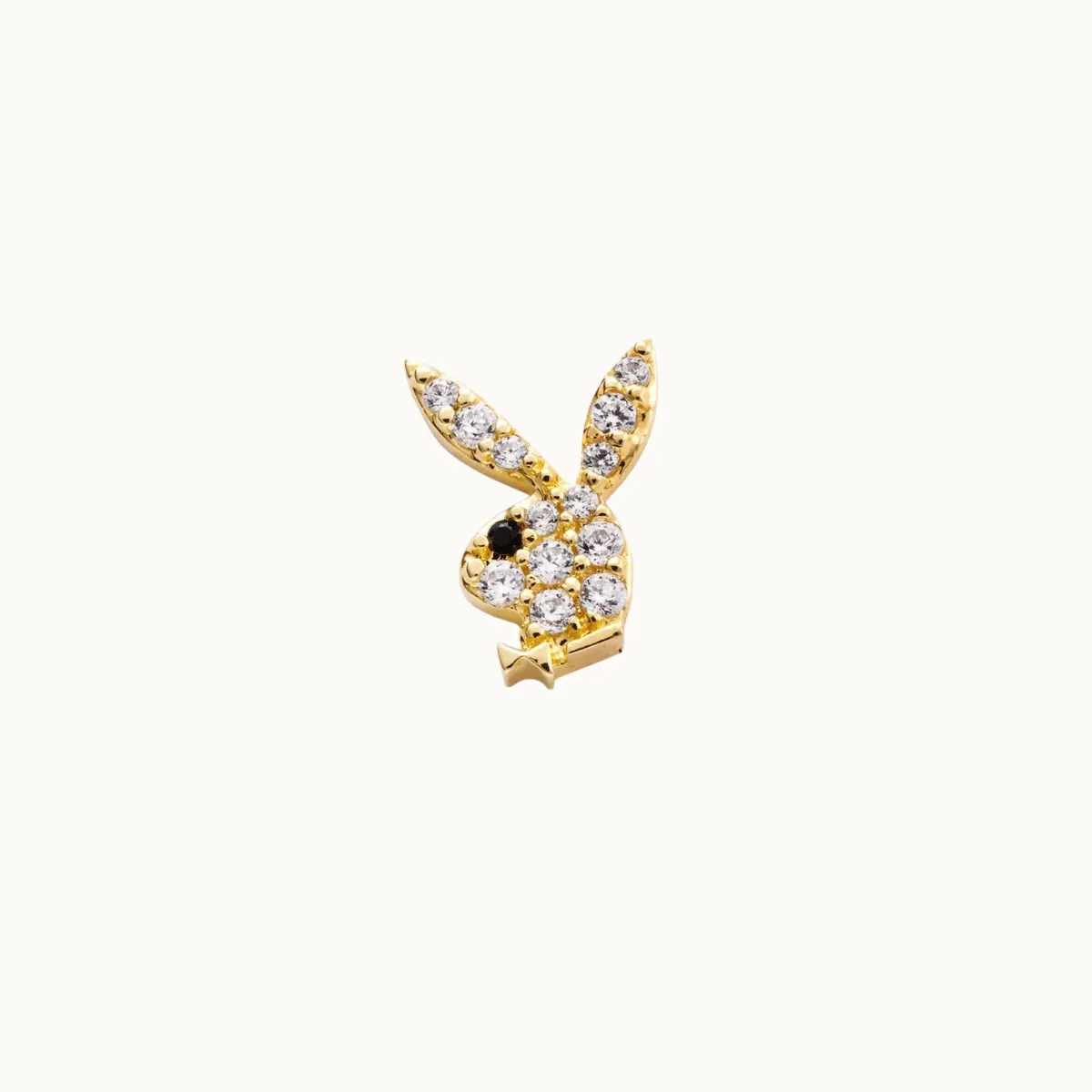 CZ Pave Play Boy Flat Back Piercing Stud (18G)