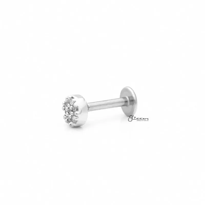 C.Z Paved Circle Tragus Barbell - Ball End | Flat Back