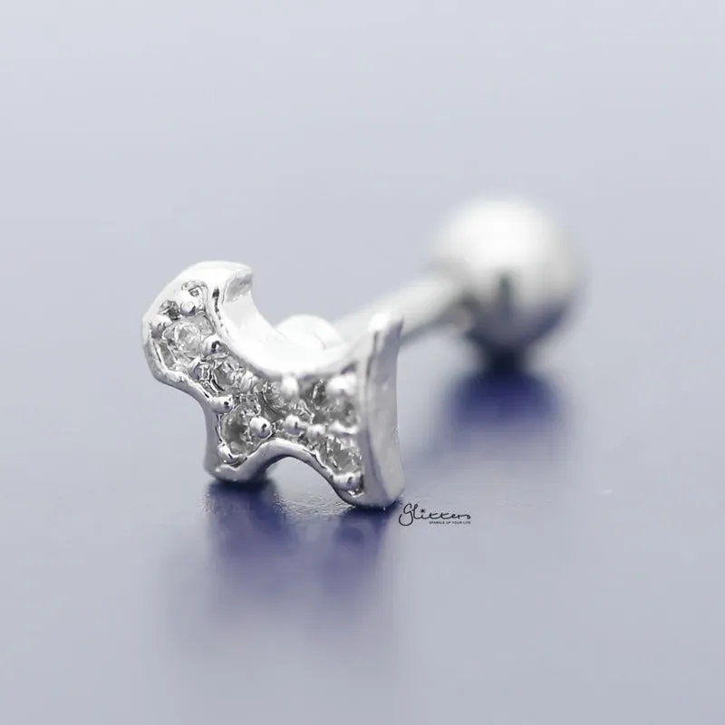 C.Z Paved Doggy Tragus Cartilage Earring - Ball End | Flat Back