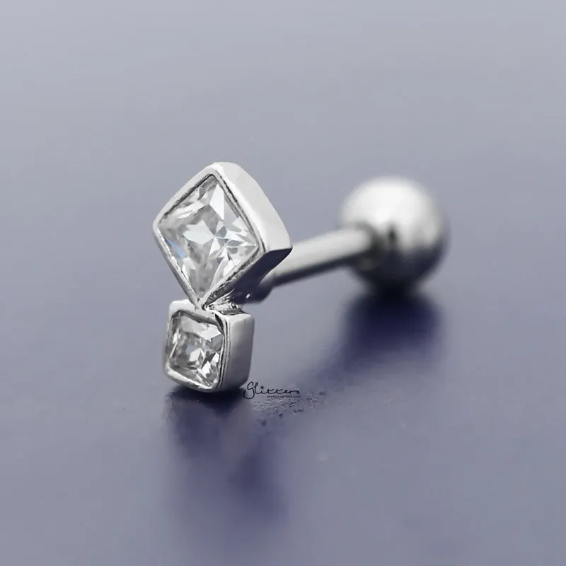 C.Z Rhombus Tragus Cartilage Earring - Ball End | Flat Back