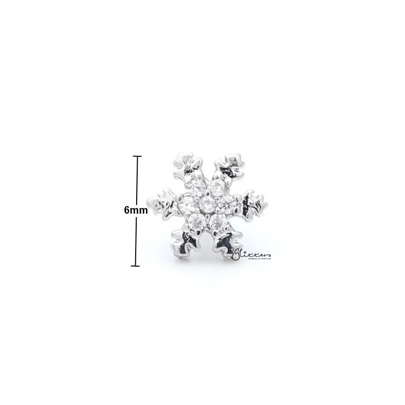 C.Z Snowflake Cartilage Tragus Barbell - Ball End | Flat Back