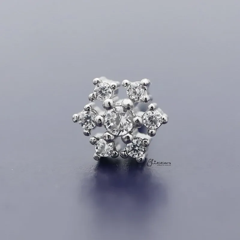 C.Z Snowflake Tragus Cartilage Earring - Ball End | Flat Back