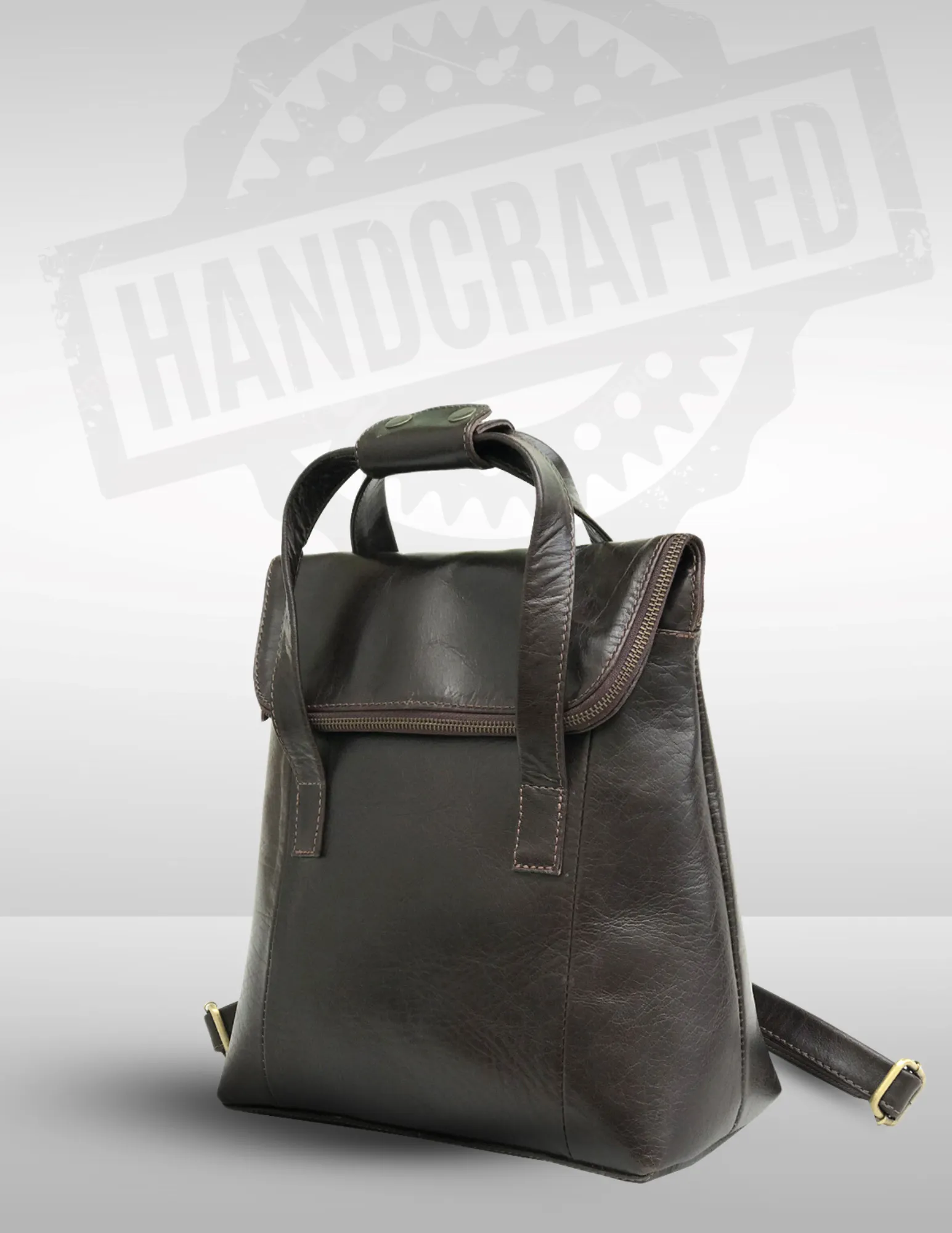 Dark Brown Leather Travel Backpack