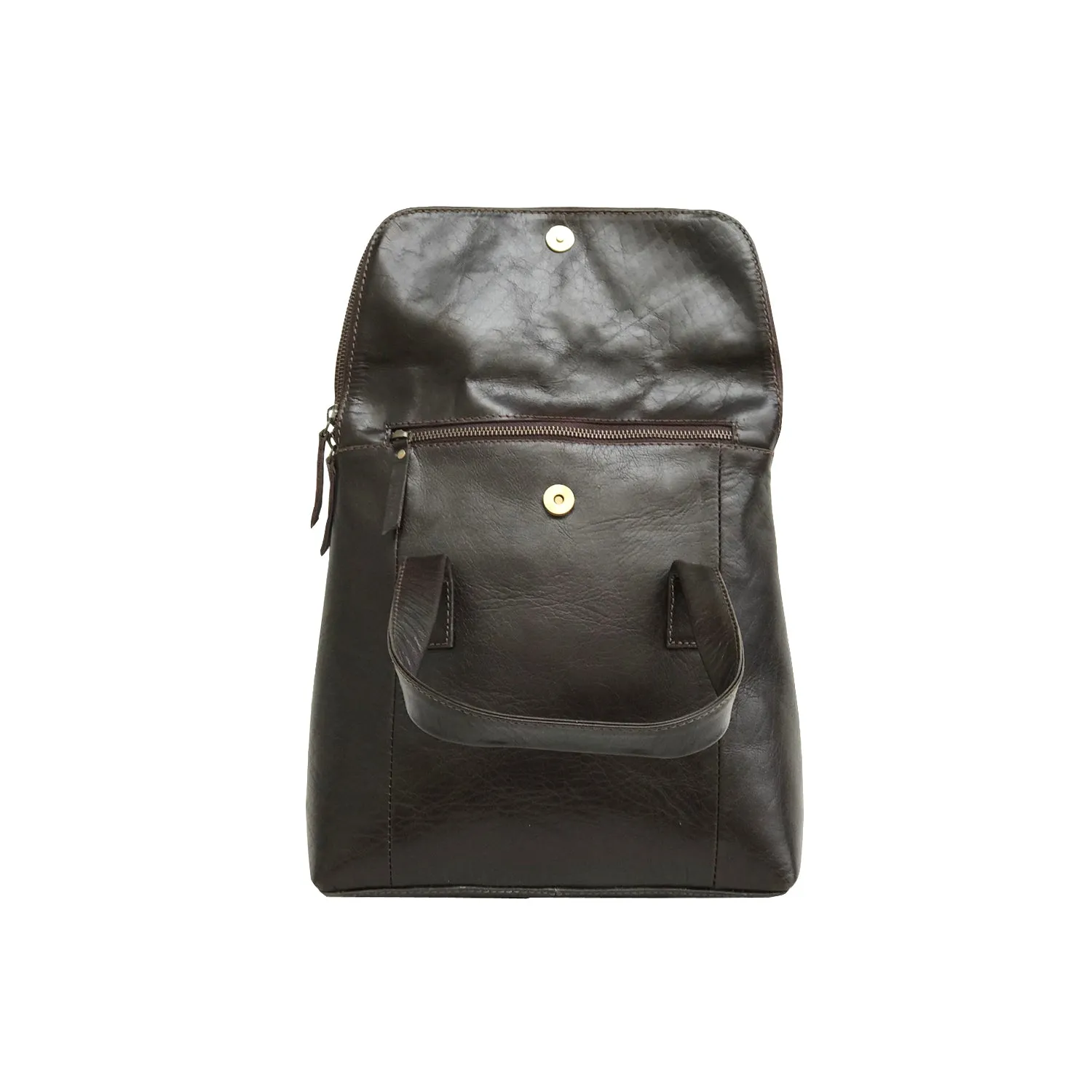 Dark Brown Leather Travel Backpack