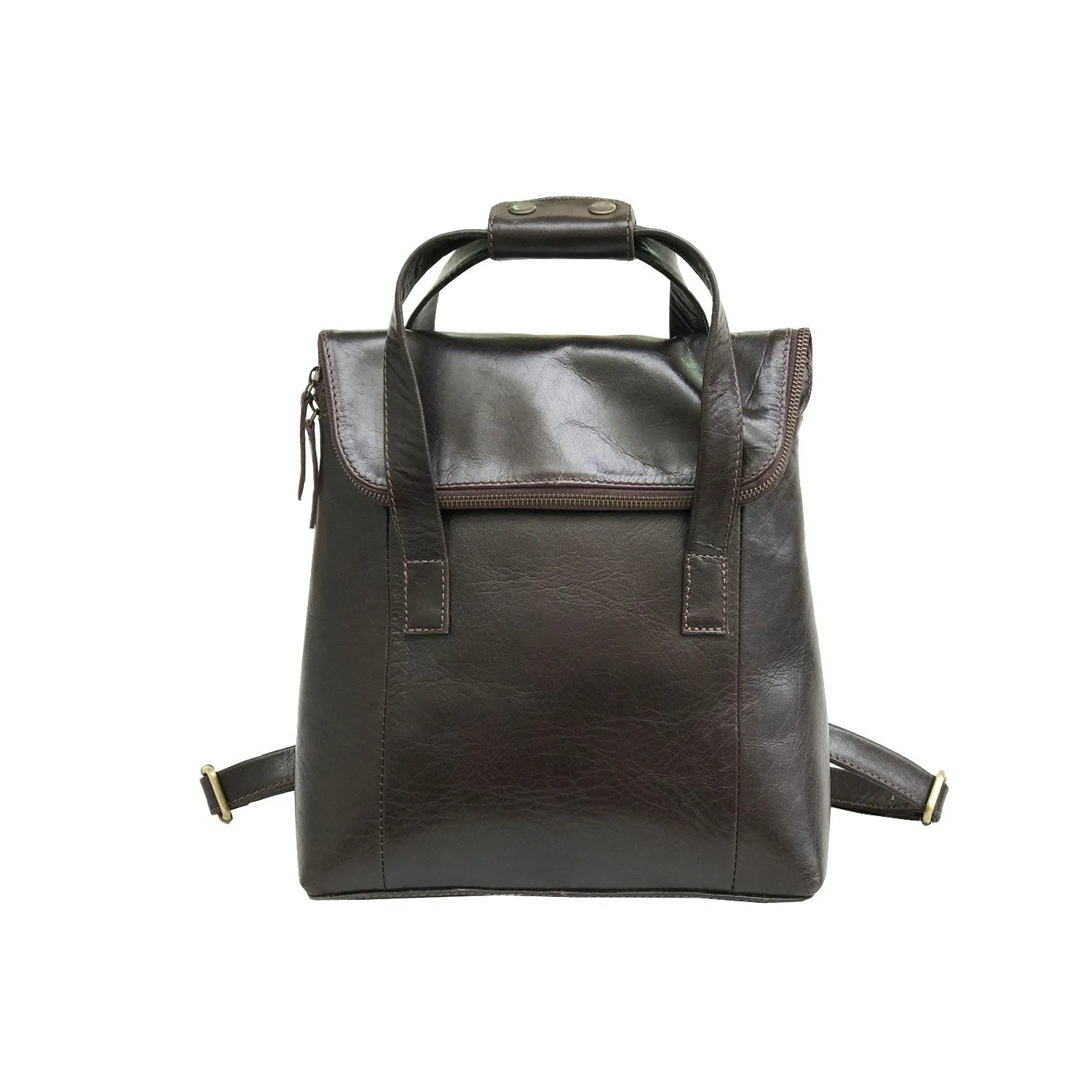 Dark Brown Leather Travel Backpack