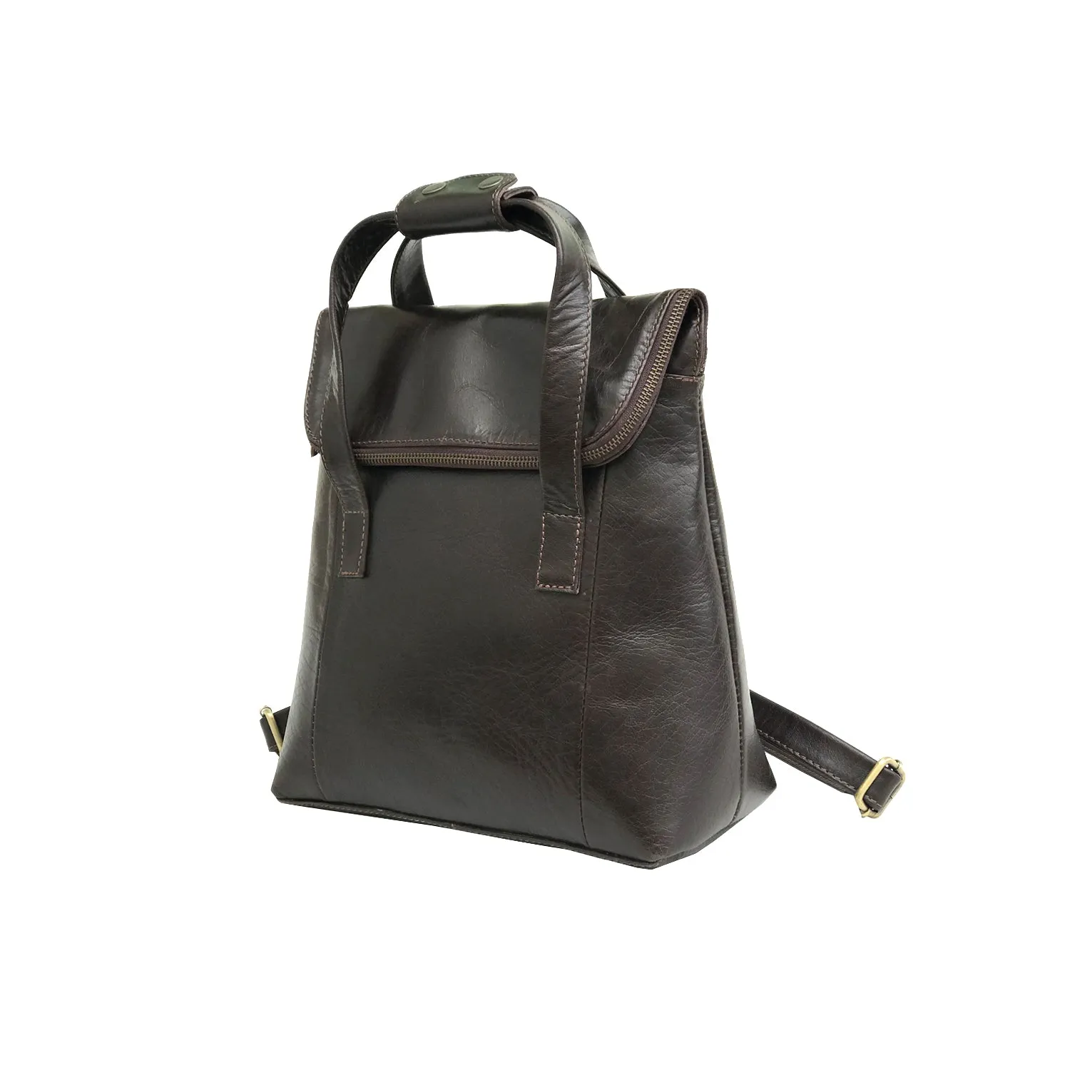 Dark Brown Leather Travel Backpack