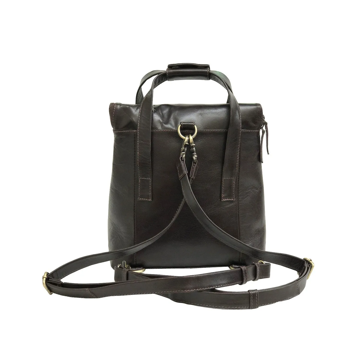 Dark Brown Leather Travel Backpack