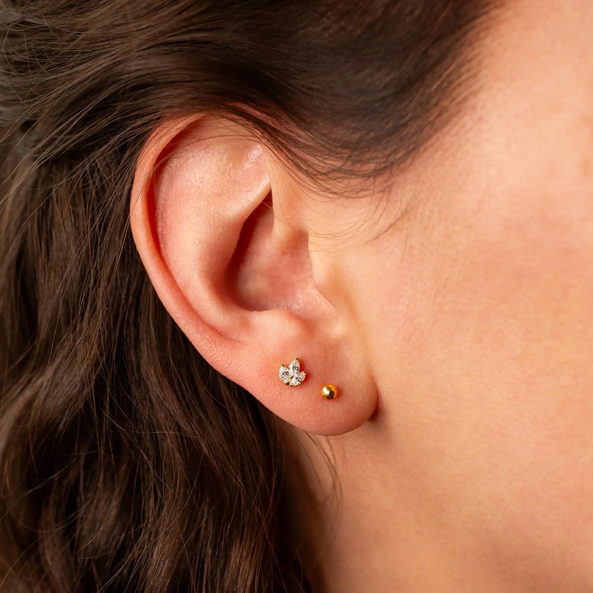 Faceted Sphere Flat Back Sleeper Earrings