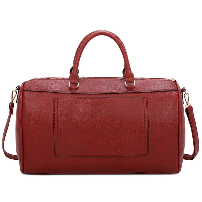 Fashion chained boston bag set - burgundy